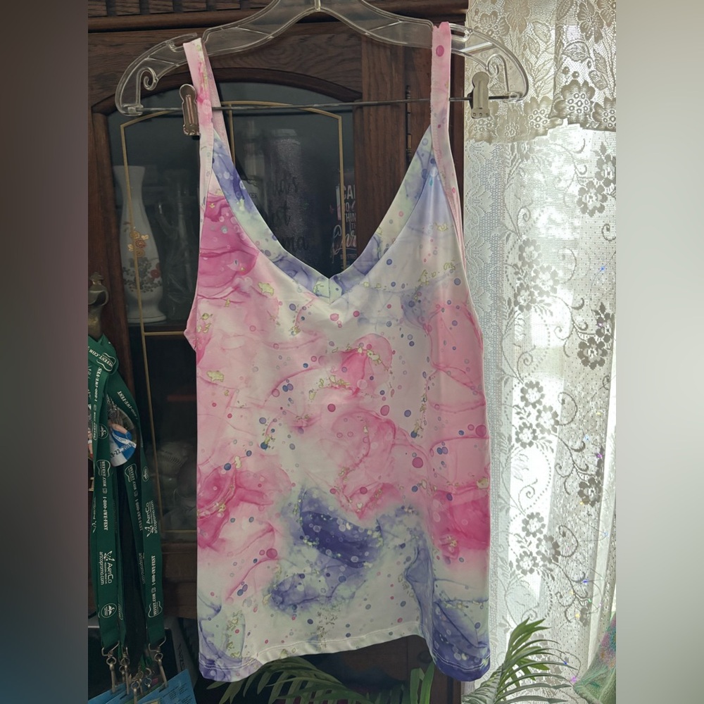 Women's Pink and Purple Sleeveless Top